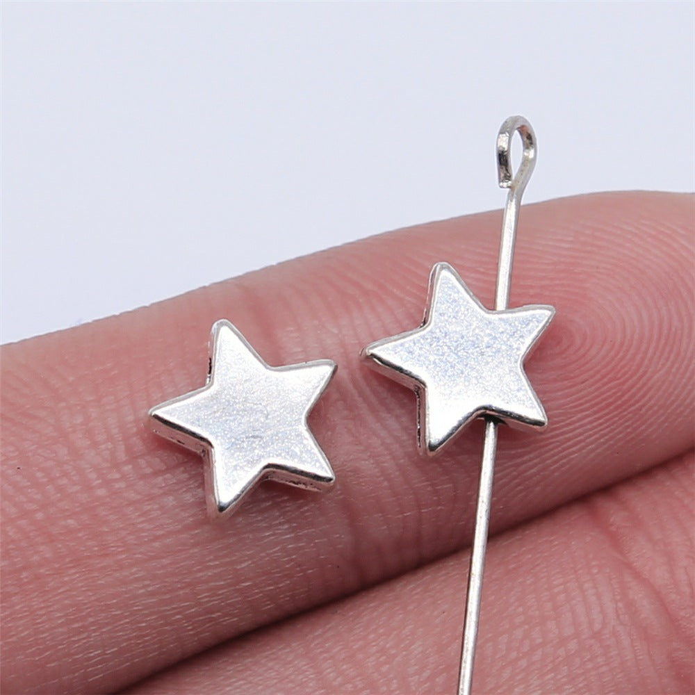 9x9mm 0.7g Multicolor Zinc Alloy Five-Point Star Loose Metal Beads for DIY Bracelet Making