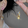 Iridescent Crystal Threader Earrings with Reflective Details view 4