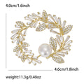 Gold Tone Crystal Leaf Wreath Brooch Pearl Accent Pin view 5