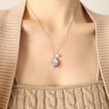 Irregular Organic Metal Pendant Necklace Faux Pearl Accent view 7