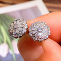 Silver Pave Flower CZ Necklace Earrings Open Ring Set view 6