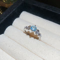 Silver Zircon Open Rings Purple Leaf Blue Flower Styles view 7