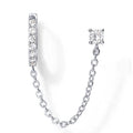 Hoop-To-Stud Chain Single Earring In Polished Gold And Silver Tones view 5