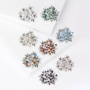 Round Berry Branch Brooch in Eight Bead Color Palettes