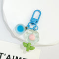 Resin Flower Keychain With Frosted Ball Bead And Colored Swivel Clasp view 4