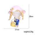 Umbrella Girl Enamel Brooch in Detailed Metal and Crystal Design view 5