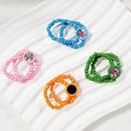 Double-Loop Beaded Stretch Rings with Center Crystals in Five Colors view 1