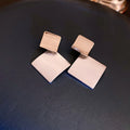 Brushed Two Tone Geometric Diamond Drop Earrings with Polished Metal Accents view 1