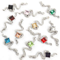 Wavy Snake Square Crystal Metal Charms, 22 Colorways view 5