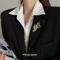 Polished Hand Shaped Brooch In Gold Tone Or Silver Tone view 4