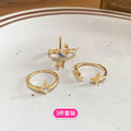 Gold Star Open Ring Three Piece Set Clear Accent Stones view 6
