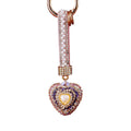 Pearl Center Crystal Heart Keychains with Straps and Plain Options view 5