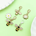 Yellow Bee And White Daisy Metal Charms With Lobster Clasps view 3