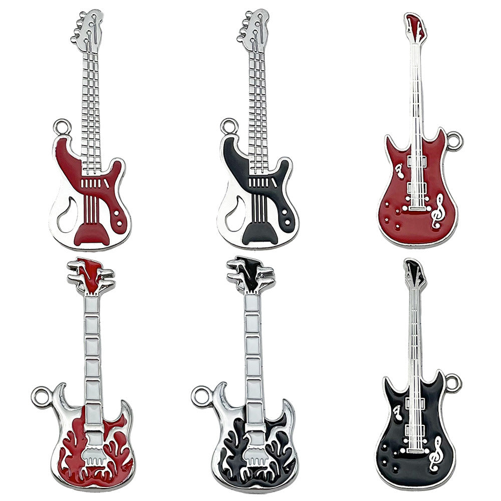 Color Enamel Zinc Alloy Guitar Instrument Charm Pendant for DIY Earring Necklace Keychain