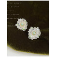White Translucent Petal Cluster Green Stone Stud Earrings view 4