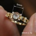 Gold Tone Moonstone Look Cabochon Ring Clear Accents Sizes 6-10 view 4