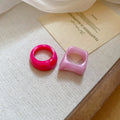 Acrylic Swirl Square Round Ring Duo Sets Five Colors view 9