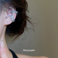 Crystal Bow Ear Cuffs In Silver Gold And Red Enamel view 3