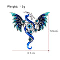 Winged Dragon Crystal Three Designs Metal Brooch Pin view 2