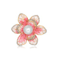 Red Gold Tone Flower Enamel Two Designs Metal Brooch Pin view 1