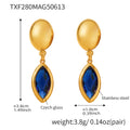 Gold Oval Stud Marquise Czech Glass Drop Earrings Set view 8