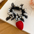 Pearl Mesh Scrunchies Flocked Strawberry Charm Two Colors view 6