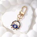 Gold Tone Rhinestone Round Evil Eye Clip Keychains in Six Colors view 7