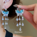 Butterfly Crystal Waterfall Hook Earrings Three Colors view 4
