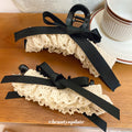 Cream Lace Black Ribbon Claw Banana Hair Clip Styles view 4