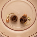 Leopard Pattern Fuzzy Ball Two Part Jacket Stud Earrings view 3