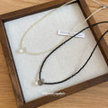 Beaded Cord Necklaces With Clear Heart Shaped Crystal Pendants view 2