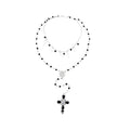 Black Beaded Cross Pendant Necklace With Layered Drop Chains view 5