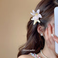 Fabric Lily Starfish Duckbill Hair Clips Green Yellow Pink view 4