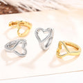 Open Heart Huggie Hoop Earrings Gold and Silver Pair view 2