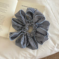 Gingham Flower Petal Scrunchies Black Blue Check Edge view 7