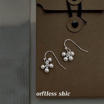 Metallic Ball Grape Cluster Hook Earrings In Gold And Silver Tone