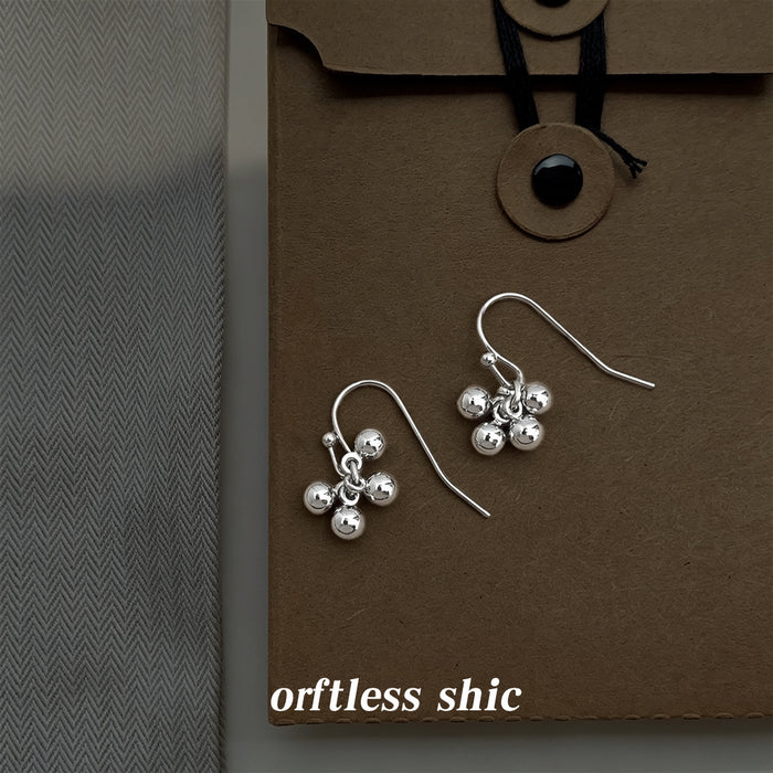 Metallic Ball Grape Cluster Hook Earrings In Gold And Silver Tone