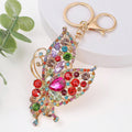 Rhinestone Butterfly Keychain Gold Clasp Multicolor Blue Pink view 1