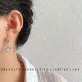 Silver Crystal Bell Bow Leverback Drop Earrings Pair view 3