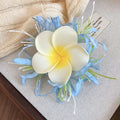 Plumeria Fabric Flower Duckbill Hair Clips Seven Colors view 6