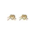 Gold Heart Knot Pave Crystal Stud Earrings Matching Pair view 5