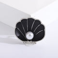 Pearl Shell Brooch in Ivory Black and Pale Blue Jacket and Scarf Accessory view 7