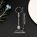 Silver Tone Crown Handle Fork Keychain with Metal Hardware view 2