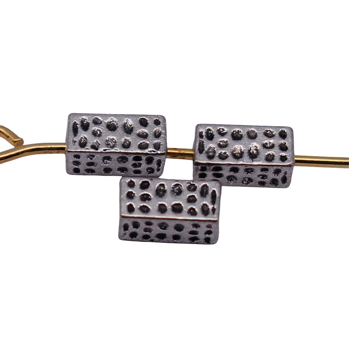 6.4x3x3mm 0.25g Antique Silver Zinc Alloy Hammered Square Tube Dreadlock Beads for Hair Jewelry