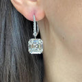 Silver-Tone Emerald-Cut Drop Earrings with Pavé Hooks view 5