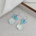 Blue Crystal Chip Pale Aqua Glass Drop Hook Earrings view 6