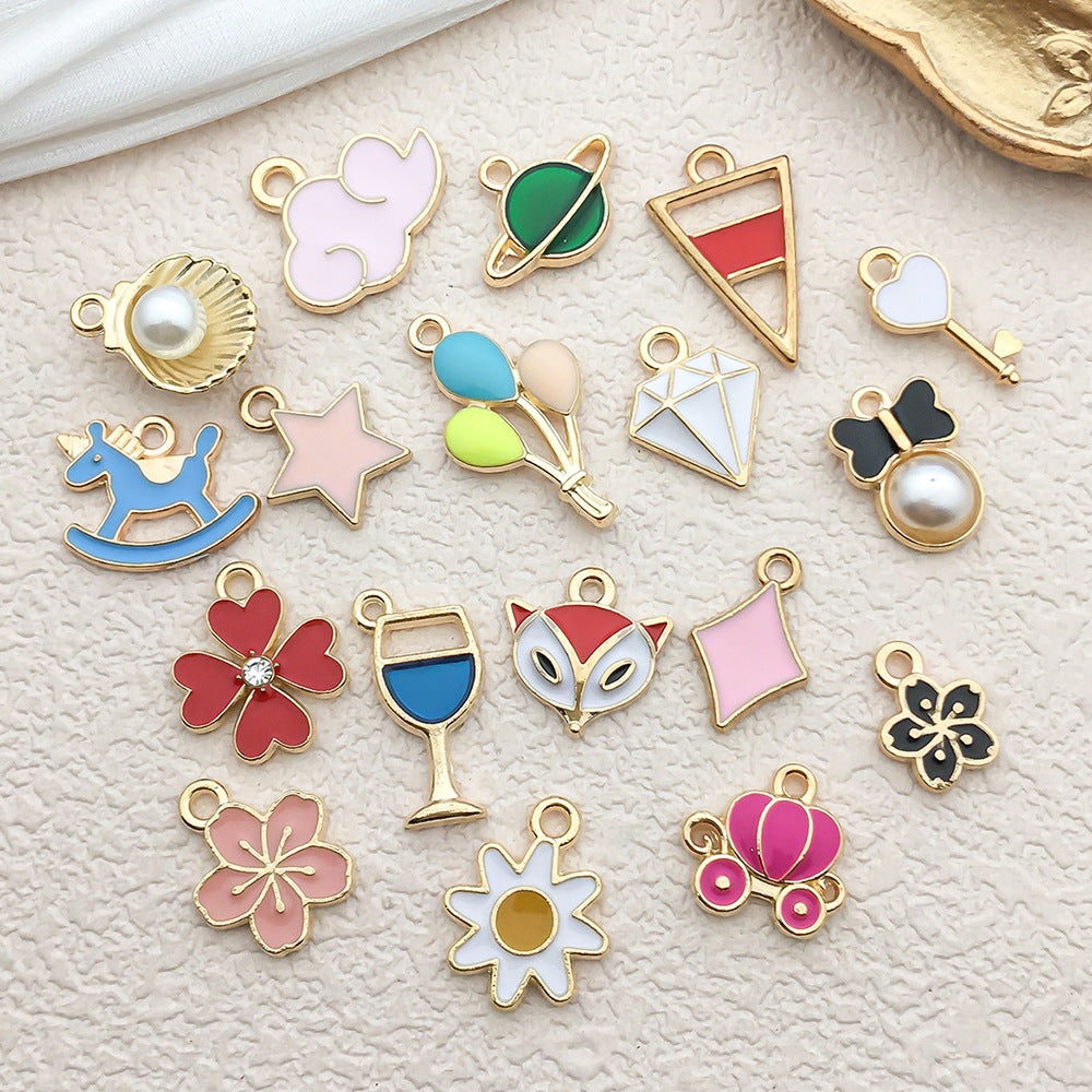 Enamel Zinc Alloy Clover Enamel Charm Pendants
