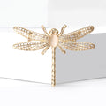 Silver Gold Openwork Dragonfly Brooch Cat Eye Stone Pin view 4
