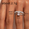 Rectangle Clear Solitaire Eternity Band Stack Ring Set view 4