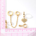 Gold Tone Chain Heart and Bead Huggie Earring Options view 4